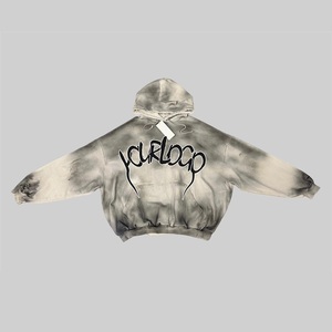 Distressed Washed Cropped Hoodie <b>Tie</b> <b>Dye</b> 3D Print Acid Wash Hoodie Heavyweight Cotton French Terry Oversized Men's <b>Hoodies</b> - Product Image 1