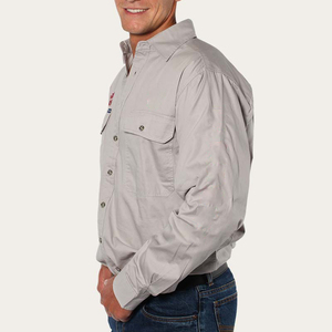 Tombol ke bawah grafis besar & Tinggi gaya koboi barat menunjukkan visibilitas dipersonalisasi lengan pendek kemeja Barat antik - Product Image 2