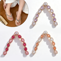Clips de chaussures en strass en forme de V ovale, accessoires de luxe pour les pieds, pour sandales et tongs d'été