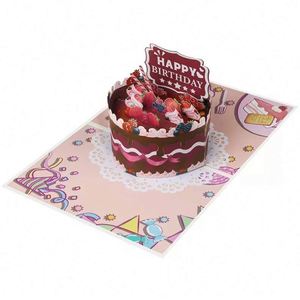 Vente en gros d'usine, carte de vœux 3D pop-up ronde en forme de rose faite à la main pour anniversaire - Product Image 4