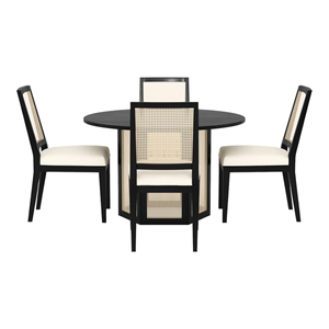 Juego de Comedor de 4 Plazas de Madera de Mango Maciza y Ratán con Sillas, Diseño Elegante Tejido, Construcción Duradera y Cómoda - Product Image 4