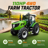 Tracteur agricole 4x4 110 ch avec climatisation, démarrage électrique, tracteur à roues pour l'agriculture
