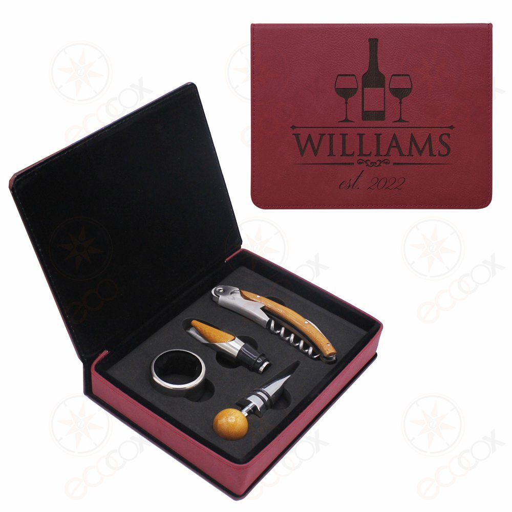 Personalized Wine Tool Set Gift 4 Pcs for Couple Wine Case with Opener Pourer Set Handy Size Wine Accessories Set Groomsmen Gift · image 6