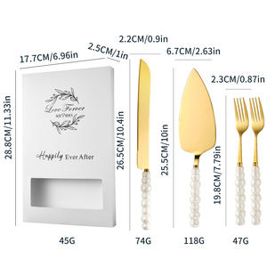 Set Regalo per Servire il Torta con Scatola, Set per Tagliare la Torta per Matrimoni e Addii al Nubilato, Set Coltello e Paletta per Torta Nuziale - Product Image 5