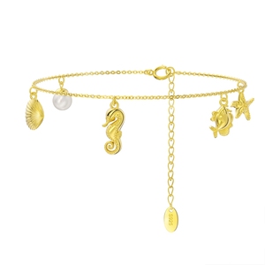 RINNTIN APB02 <span class=keywords><strong>Organisme</strong></span> sous-marin avec breloque perle et bracelet en argent sterling plaqué or 14K pour cadeau femme - Product Image 1