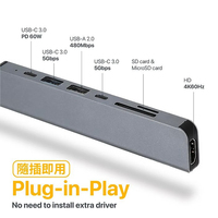 Adaptor Konverter Tipe C Portabel USB C HDTV 4K30HZ Hub dengan Stasiun Docking Port USB 3.0 USB 2.0 untuk Komputer Laptop