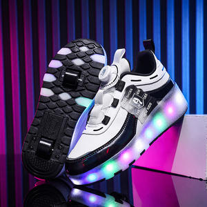 Chaussures à roulettes JIAXIN à deux roues pour enfants, chaussures à roulettes rapides pour filles, respirantes, avec lumières LED, recharge USB - Product Image 6