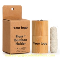 Hilo Dental de maíz PLA biodegradable con sabor a menta, hilo de seda vegano encerado, paquete de bambú, hilo dental de bambú ecológico