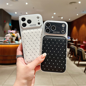 เคสโทรศัพท์แบบกระจกกล้อง Original puffer Convertible สำหรับ iPhone 17 16 15 Pro Max  วัสดุหนัง  ขอบเลนส์เพชร ป้องกันแรงกระแทก - Product Image 2