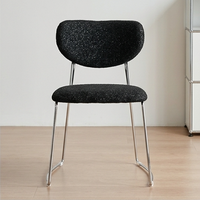 Chaise de salle à manger de style danois du milieu du siècle, design minimaliste nordique, structure en acier inoxydable, siège rembourré, pour la maison ou les restaurants