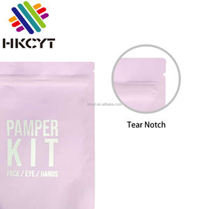 Sac en mylar transparent, personnalisé avec logo imprimé, 100 unités, pochette à fermeture éclair rose mat pour emballage de cils et rouge à lèvres - Product Image 2