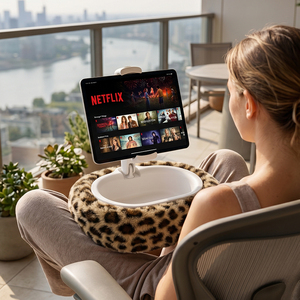 Verstellbarer Tablet-Ständer Kissen fürs Bett, Kindle, <span class=keywords><strong>iPad</strong></span> zum Lesen, Videoschauen und Streamen mit Abnehmbarer Snackschale - Product Image 1