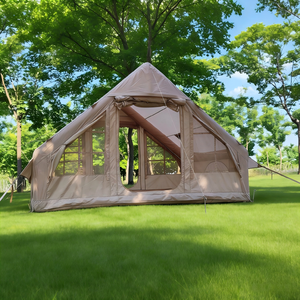 High Quality Classic Style One Bedroom Four-season Khaki Outdoor Camping Inflatable <b>Tent</b> Double Doors 3000mm Waterproof for - Product Image 1