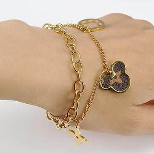 Zogxin Double Layer Stainless Steel Bracelet 18K Gold Mickey Mouse Charm For Women Fashion Jewelry Gift - Product Image 2