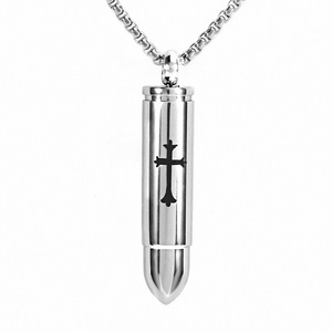 Punk Schmuck Edelstahl Kreuz Kugel Urne Asche Halskette - Product Image 1