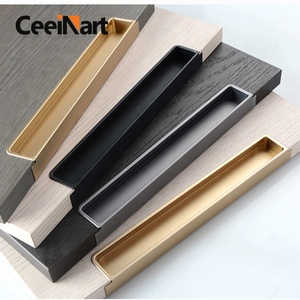 Poignées de porte de meuble d'armoire de luxe modernes et légères en aluminium invisible pour la <span class=keywords><strong>cuisine</strong></span> Manijas De Muebles - Product Image 1