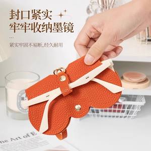 PLAYMAX Étui de rangement pour lunettes en cuir véritable imperméable, nouveau sac à bijoux, étui portable pour lunettes de soleil, protecteur élégant - Product Image 4