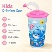 Gobelet portable en plastique écologique sans BPA de 500 ml avec couvercle et paille pour les moments nomades et agités