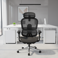 Chaise de bureau ergonomique en maille au design moderne avec appui-tête réglable et fonction pivotante pour cadre dirigeant