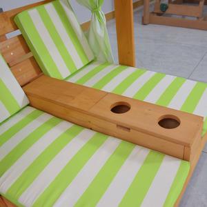 Sunny Kids' Double Outdoor Canopy Lounge Chair with Stripe <b>Cushions</b> & Wooden Frame – Perfect for Backyard Play & Relaxation - Product Image 6