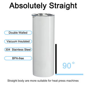 Warehouse Sublimation Blank Tumbler Double Wall 20oz 20 oz Skinny Metal Straight Sublimation Tumbler Mugs for Party - Product Image 3