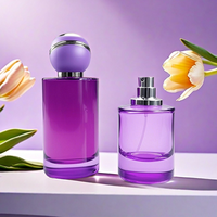 Flacon de parfum en verre cylindrique de luxe 50 ml 100 ml vide rond avec différents bouchons et vaporisateurs pour sérigraphie
