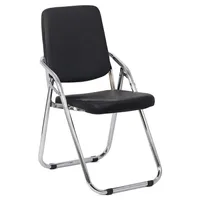 Chaise de bureau pliable en similicuir noir bon marché