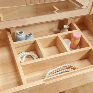 Nordic Solid Wood Dressing <b>Table</b> With <b>Mirror</b> Bedroom Furniture Simple Design Natural Wood Color - Product Image 3