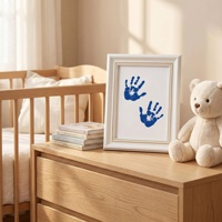 Kit de 3 empreintes de pieds de bébé sans encre, kit d'empreintes de mains et de pieds de bébé avec cartes de jalons de développement, souvenir de croissance du nouveau-né, cadeau de naissance