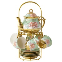 Ensemble de tasses et soucoupes en porcelaine, luxe européen haut de gamme à bordure dorée, pour le thé Royal de l'après-midi, le café en céramique
