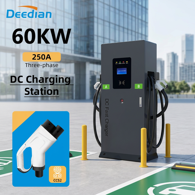 Floor Mounted DC EV Charger 60KW 80KW 120KW Deedian CCS2 CCS1 CHAdeMO GBT OCPP1.6J WIFI 4G POS Commercial Fast Charging Station