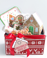 Bac de rangement vintage en métal rouge carré pour Noël, motif flocon de neige nordique, style ferme, pour table de Noël
