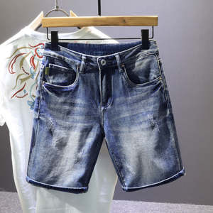 Shorts d'été décontractés en denim stretch à la mode pour hommes, bleu, noir, style droit, délavés et respirants-Shorts pour hommes - Product Image 5