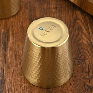 ステンレス鋼304韓国製二層マグカップアンチスカルドダイヤモンドパターンウォーターカップビール茶飲料カップゴールドカラー - Product Image 4