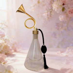 Flacon testeur de parfum de luxe doré <span class=keywords><strong>en</strong></span> laiton et <span class=keywords><strong>verre</strong></span>, motif floral, pour échantillon olfactif, avec pompon doré, pour spray d'ambiance et de linge - Product Image 2
