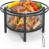 Barbecue portable 2-en-1 de 36 pouces en métal thermolaqué avec foyer à bois et pique-foyer pour barbecue extérieur, camping et cuisson