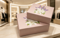 Boîte artisanale en papier rose de luxe classique, logo imprimé offset personnalisé, boîte cadeau rigide magnétique haut de gamme pour vêtements