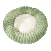 Neues Gestreiftes Rundes PP-Baumwoll-Haustierbett Warm und Weich im Winter Hunde- und Katzenbett Klein/Mittelgroß Polyester-Schaumstoff-Füllung