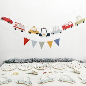 DAMAI - Vajilla Desechable con Temática de Autos para Fiestas de Cumpleaños Infantiles, Platos, Servilletas, Vasos y Pancarta de Papel - Product Image 6