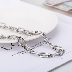 <b>Cross</b> Border Punk Hip Hop Clavicle Necklace Titanium Steel Double Layer <b>Chain</b> Unisex Geometric Style Fashion Jewelry - Product Image 3