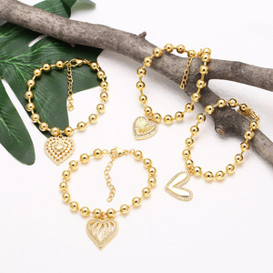 ASJEWELRY <strong>Beaded</strong> Chain Adjustable Heart <strong>Bracelets</strong> for Women CZ Jewelry <strong>Large</strong> Gold Plated Bubble Heart <strong>Bracelets</strong> 2512 Brtk97 - Product Image 3