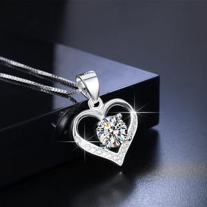 Zhong Nuo จี้สร้อยคอเงินแท้ทรงกระดูกไหปลาร้ารูปหัวใจ6กะรัตหนึ่งชิ้น - Product Image 4