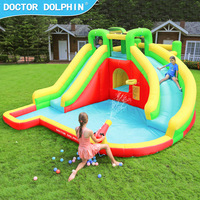 Château gonflable Doctor Dolphin, nouveau design, jeux d'été pour l'extérieur, combo de jeux, capacité de 4 personnes, installation facile, utilisation à domicile