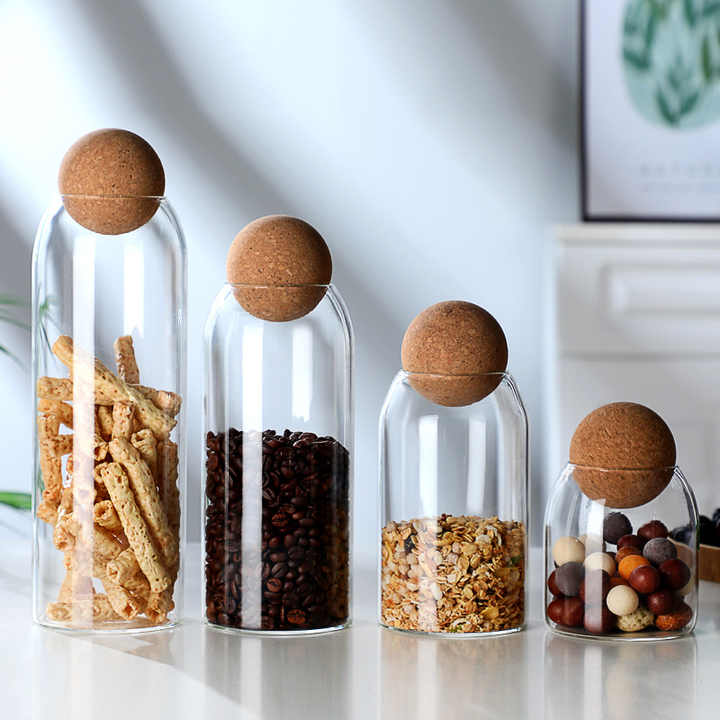 Cork Ball Lid Glass Stopper Storage Jar - Luxury & Eco-friendly