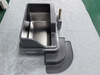 2025 Grand bac à litière en acier inoxydable avec design anti-éclaboussures Toilettes et accessoires pour chat à toit ouvert