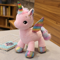 Boneka Unicorn Raksasa Putih Lembut 40/60/80/100cm dengan Sayap, Rambut Tie-Dye, dan Mata Besar, Isi Kapas PP untuk Anak-Anak