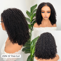 Perruques Courtes Bouclées Bob en Cheveux Humains Colorées SDD 250% T1B/4, Sans Colle, Pré-coupées, avec Dentelle Frontale, pour Femmes Noires - Vente en Gros