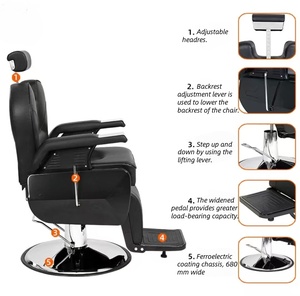 Sedia da Parrucchiere Nera Moderna Poggiapiedi Nero Reclinabile Robusta Confortevole ed Elegante Sedia da <span class=keywords><strong>Barbiere</strong></span> per Salone di Bellezza - Product Image 3