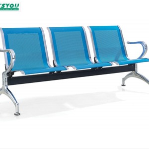Sillas de espera Ssyou, fila de asientos con estructura metálica azul y reposabrazos para uso público en aeropuertos, hospitales y estaciones. - Product Image 1