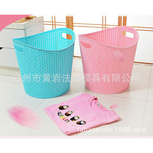 Plastic Imitation Rattan <b>Laundry</b> Basket Rectangle Portable Clothing Organizer Mold Injection Molding <b>Standing</b> Type - Product Image 5